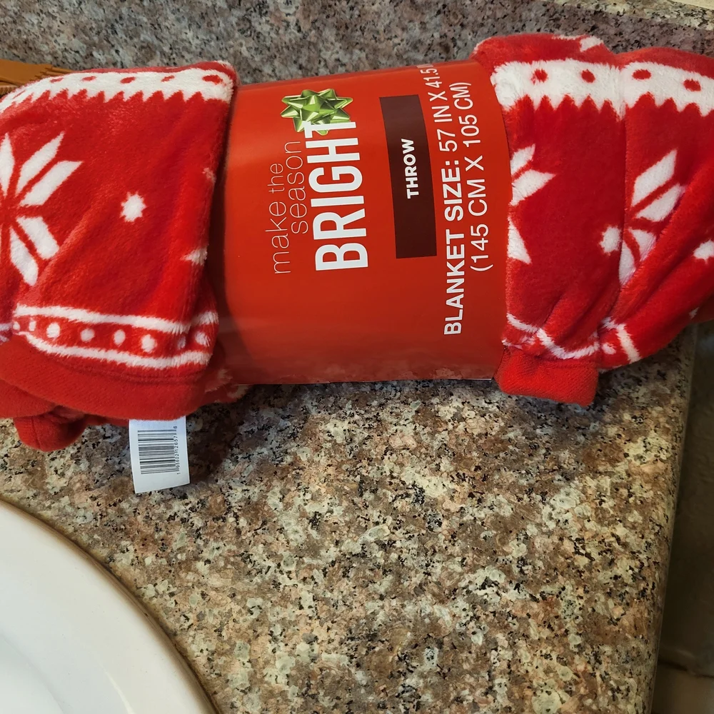 Bright Festive Red and White Holiday Throw Blanket